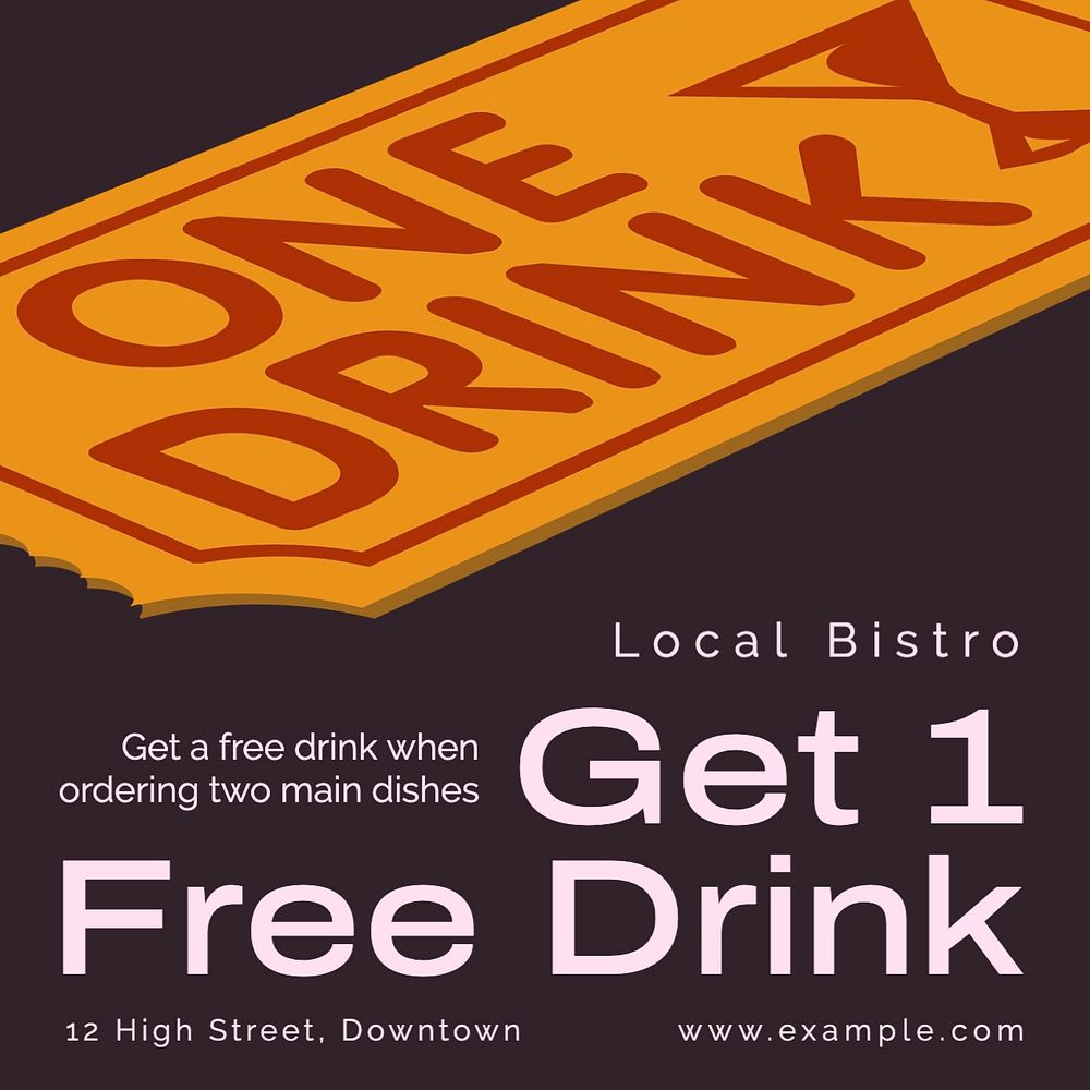 Free drink Instagram post template, glitch game editable design