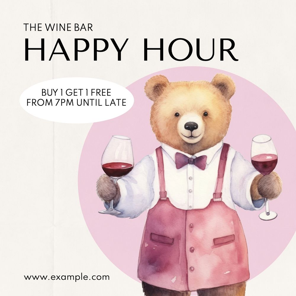 Happy hour Instagram post template, editable text