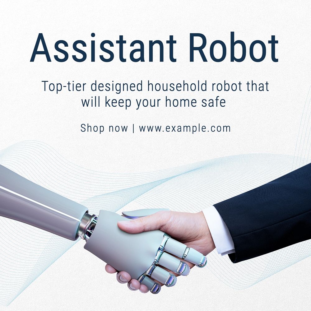 Assistant robot Instagram post template, editable text