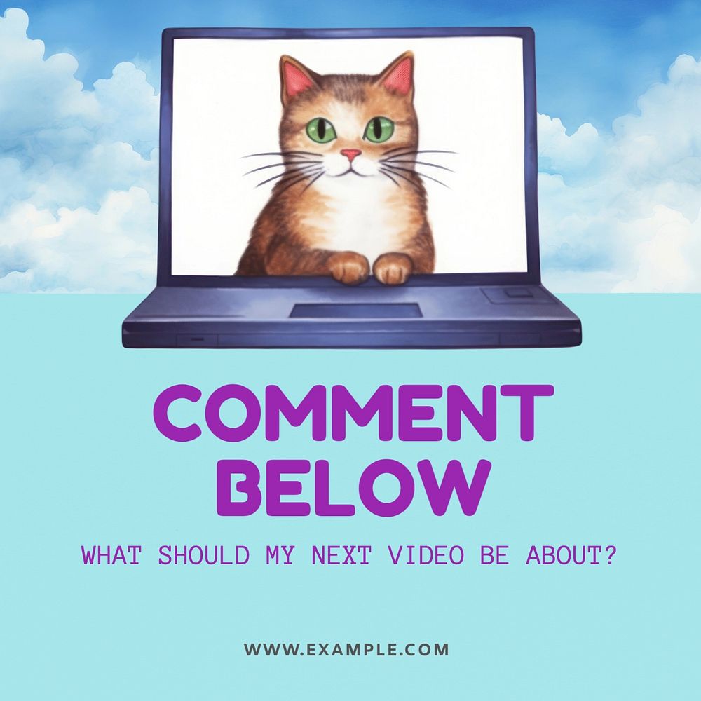 Comment below Instagram post template, editable text