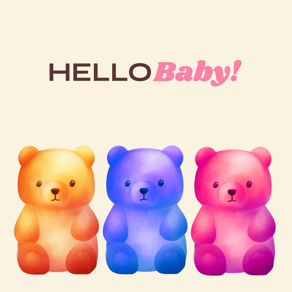 Hello baby Instagram post template, editable text