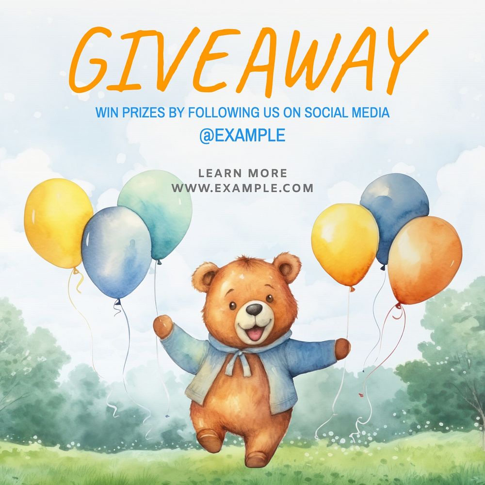 Social media giveaway Instagram post template, editable text