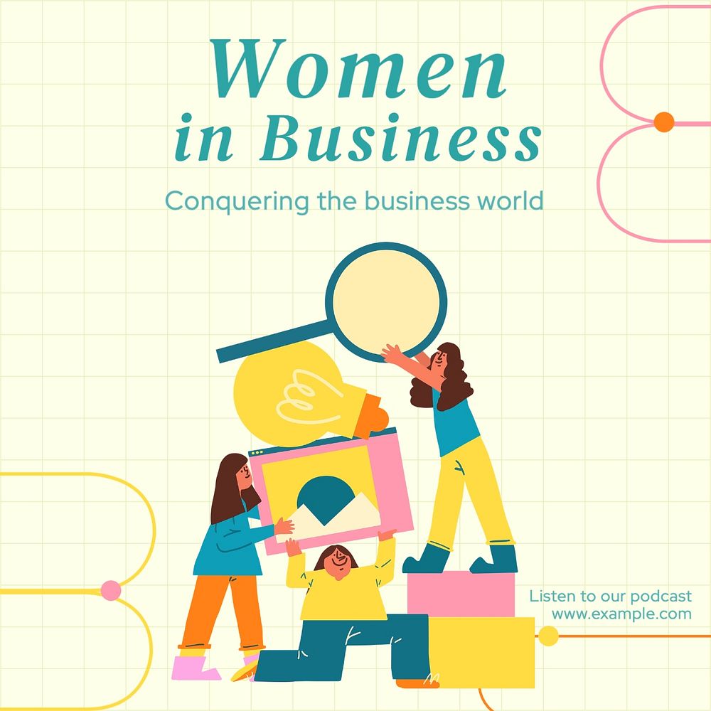 Women in business Instagram post template, editable text