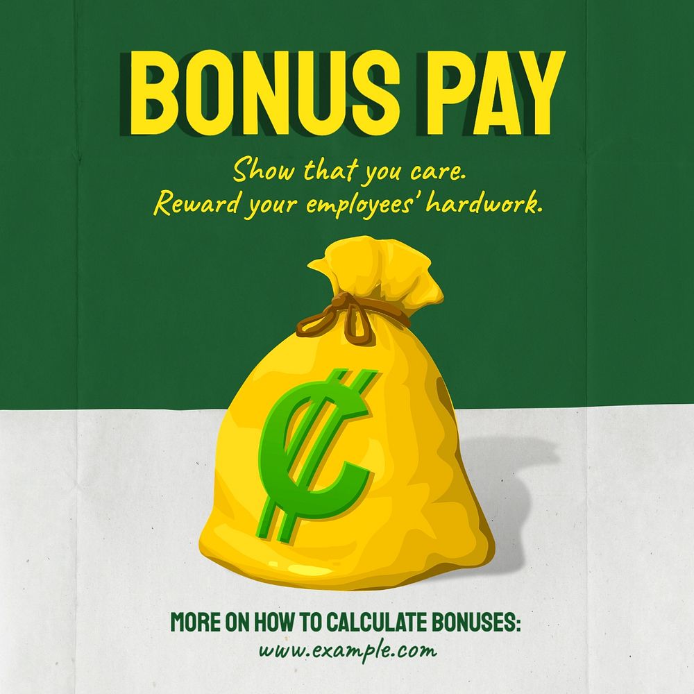 Bonus pay Instagram post template, glitch game editable design