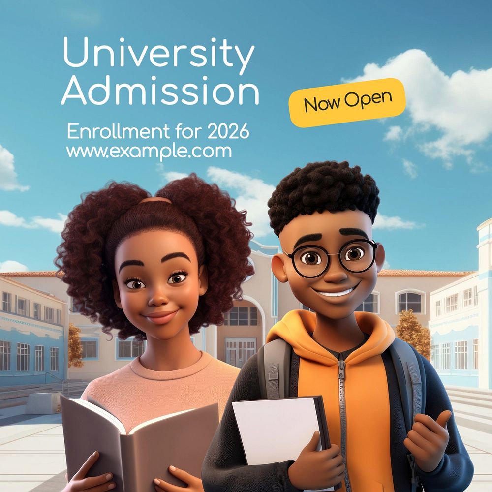 University admission Instagram post template, editable text