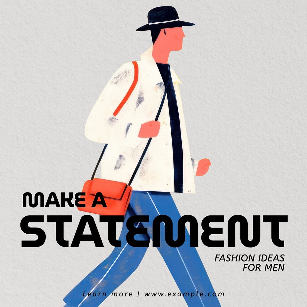 Men's fashion ideas Instagram post template, editable text