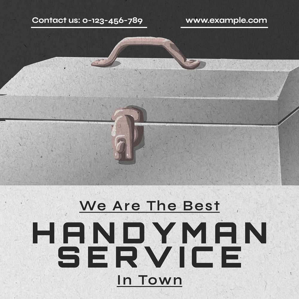 Handyman service Instagram post template, glitch game editable design