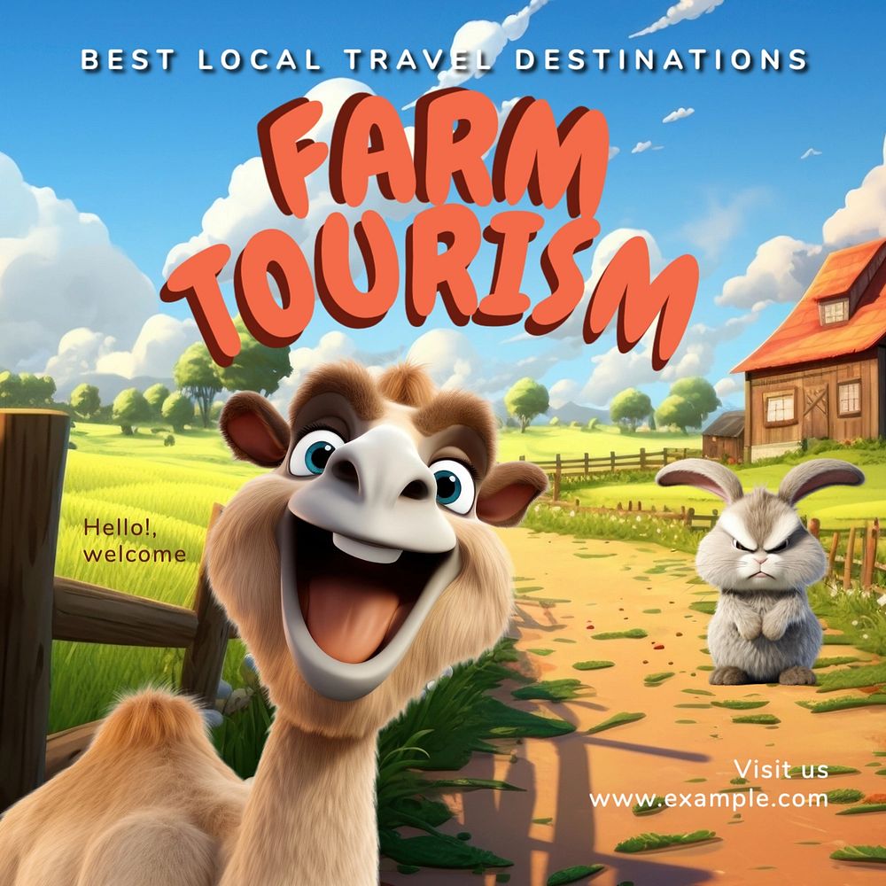 Farm tourism Instagram post template, editable text