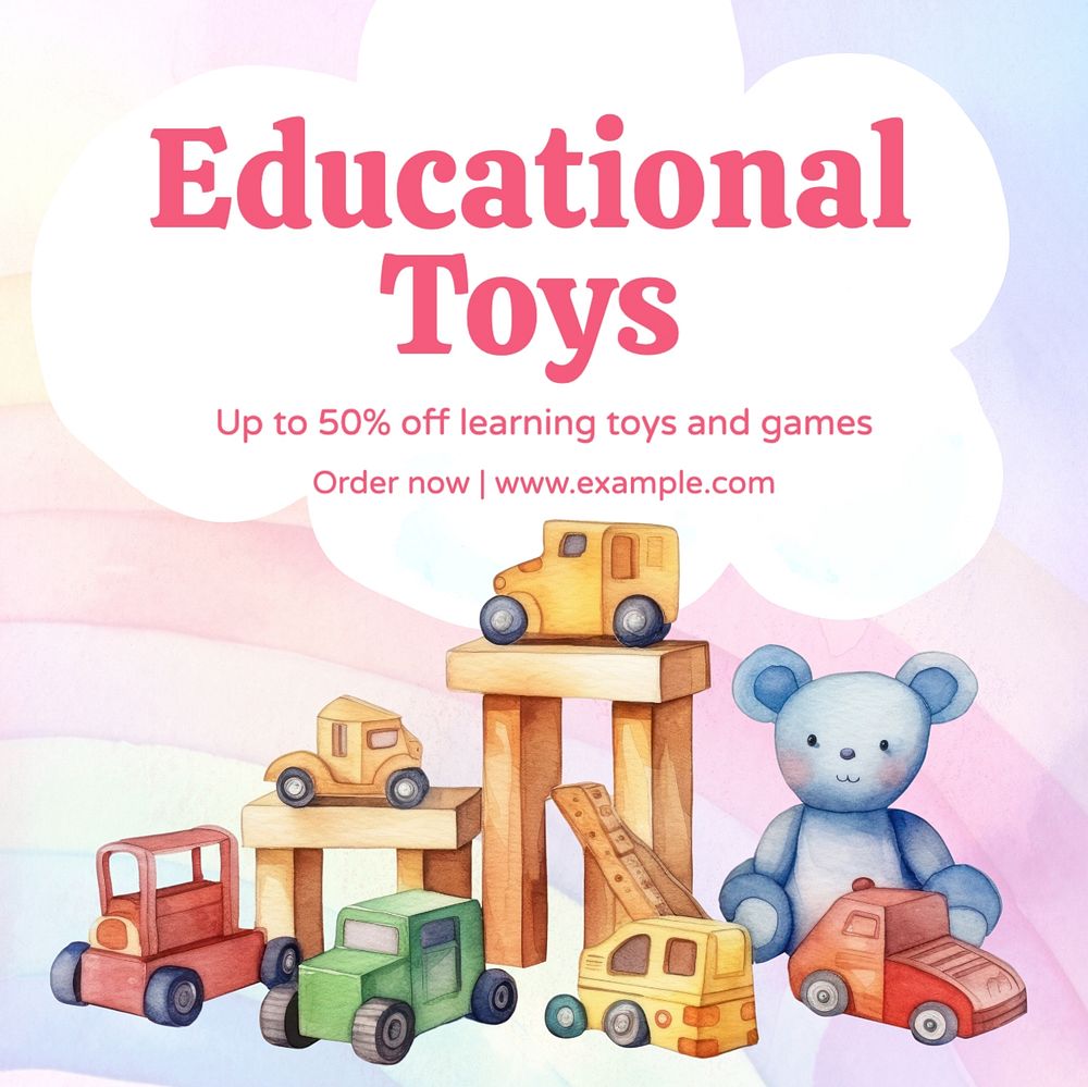 Educational toys post template, editable social media design