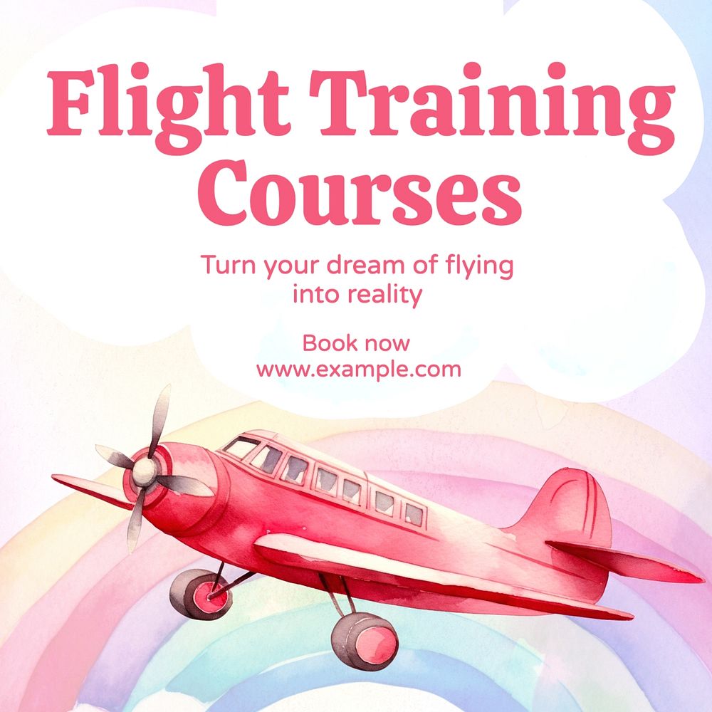 Flight training post template, editable social media design