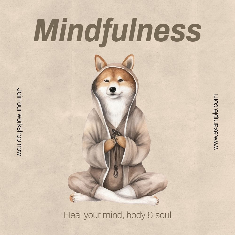 Mindfulness workshop Instagram post template, editable text