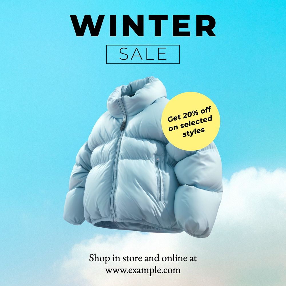 Winter Sale Instagram post template, editable text