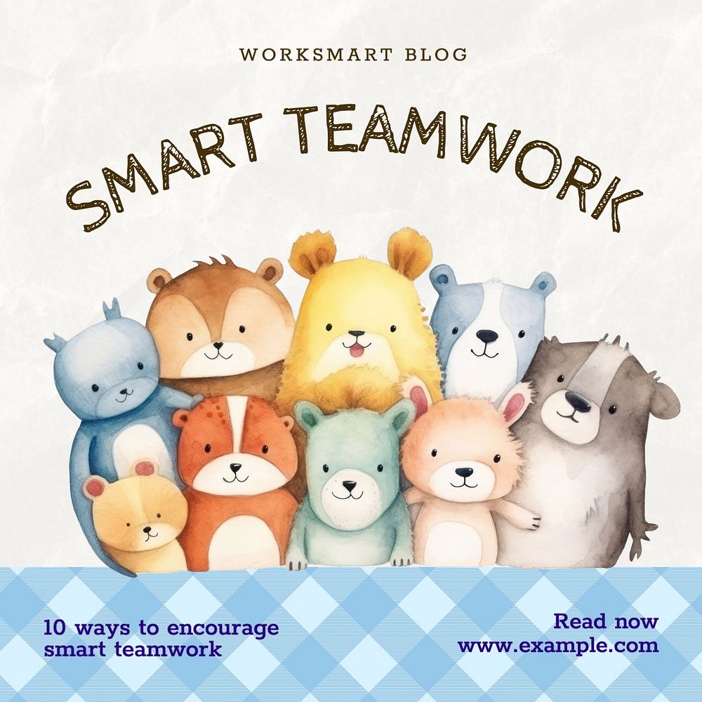 Smart teamwork Instagram post template, editable text