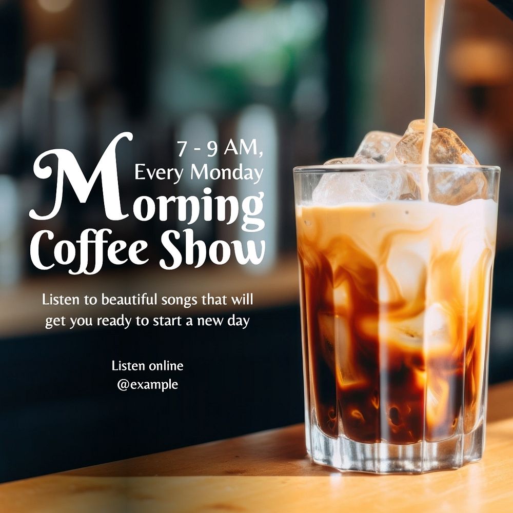 Morning radio show Instagram post template, editable text