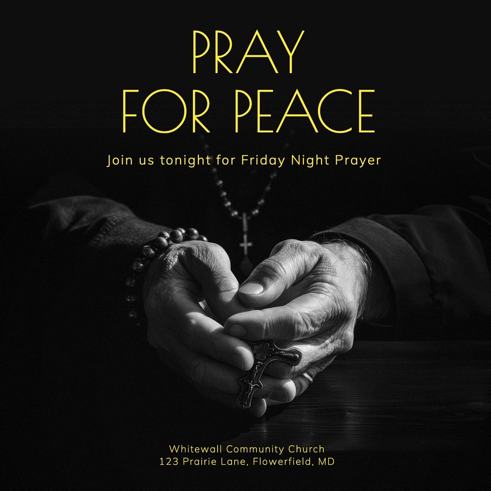 Pray for peace Instagram post template, editable text