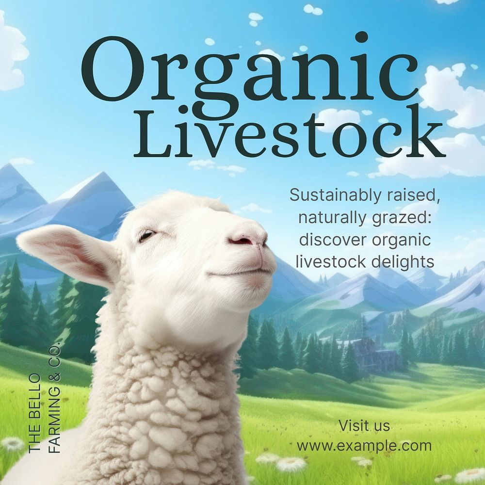 Organic livestock Instagram post template, editable text