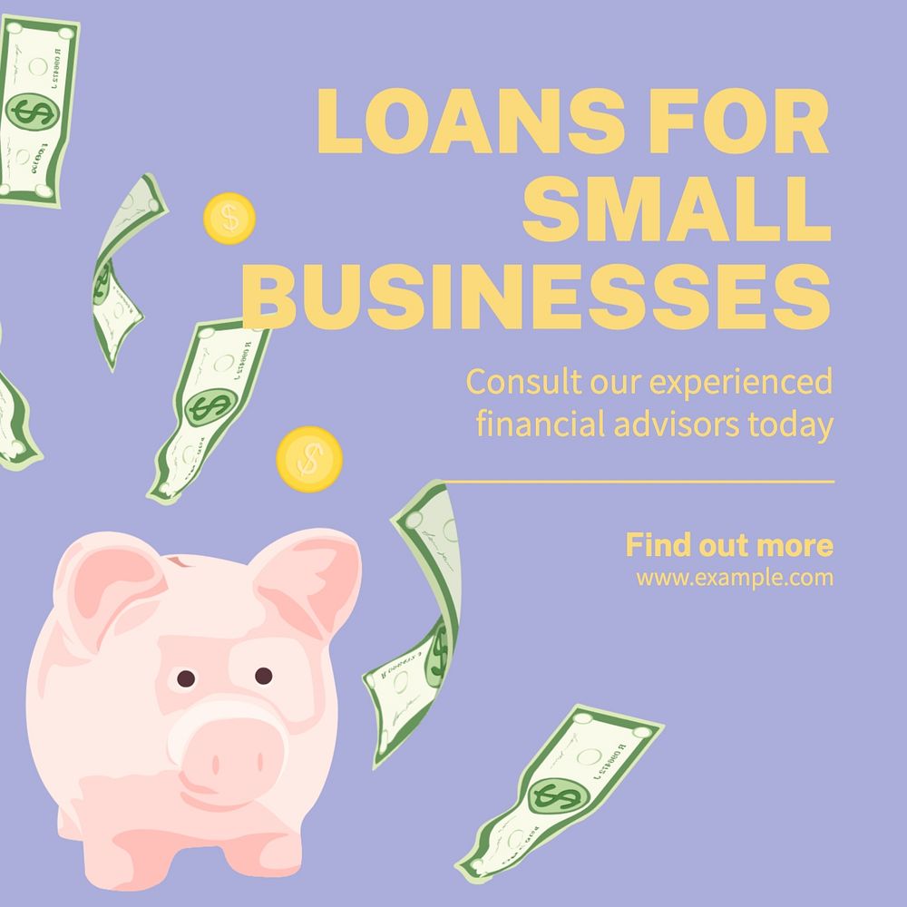 Small business loan post template, editable social media design