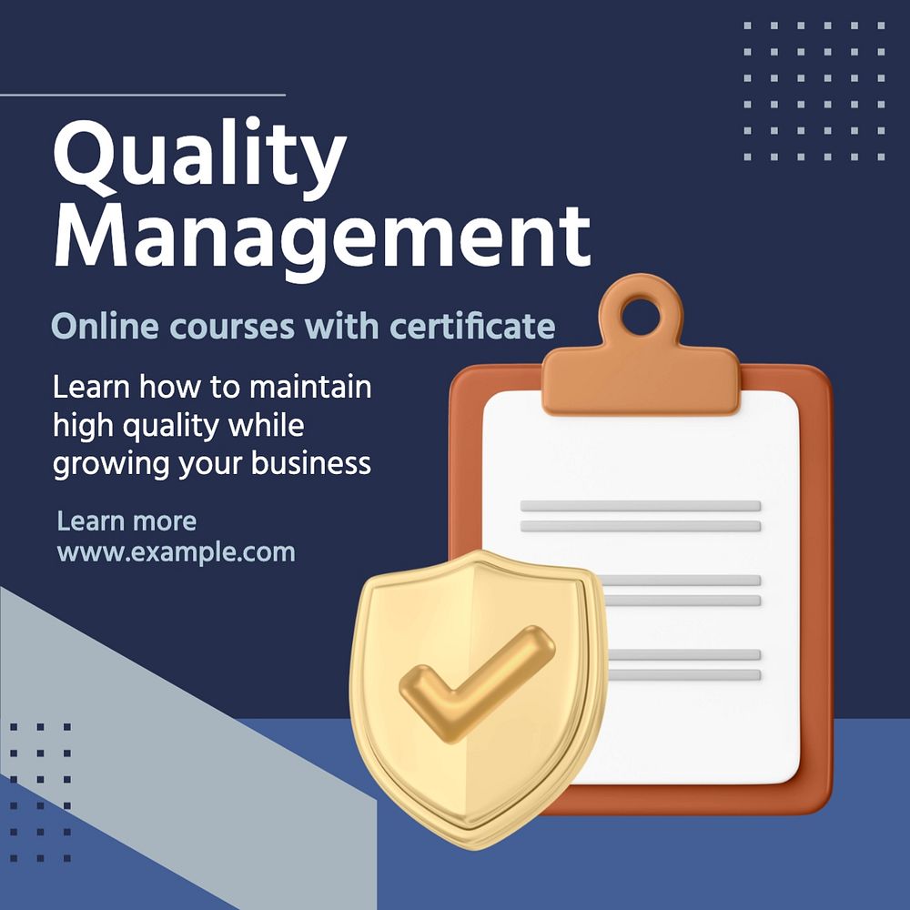 Quality management Instagram post template, editable text