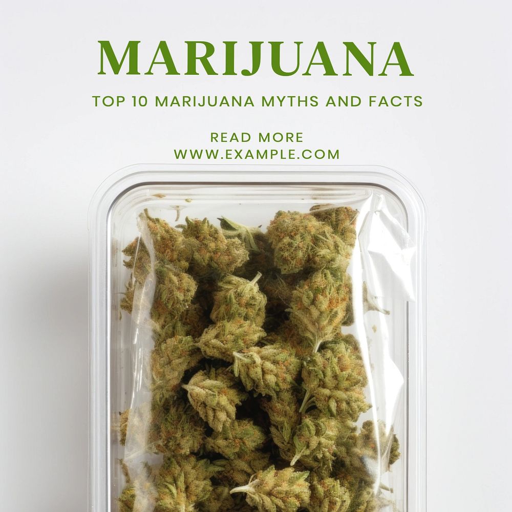 Marijuana Instagram post template, editable text