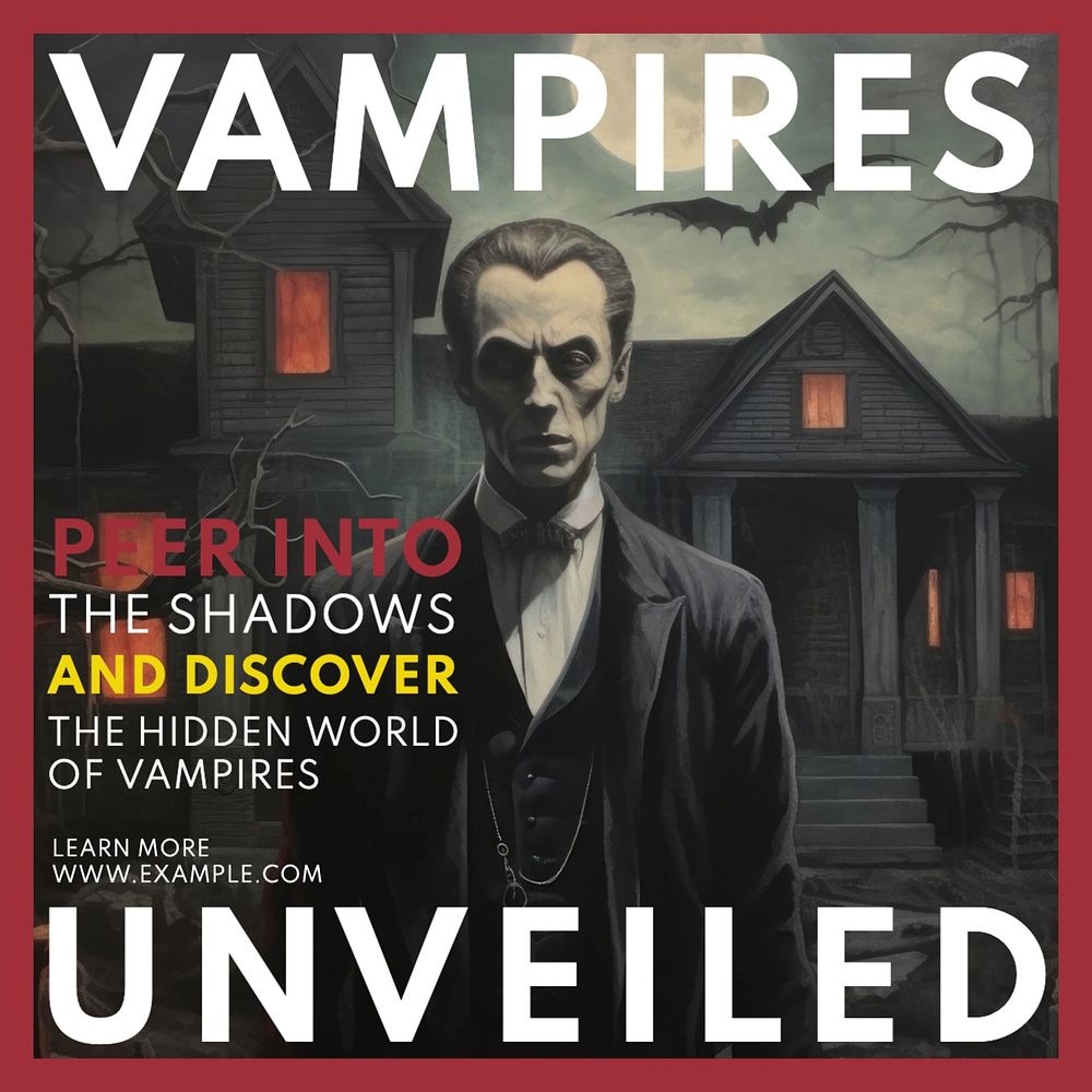 Vampires unveiled post template, editable social media design