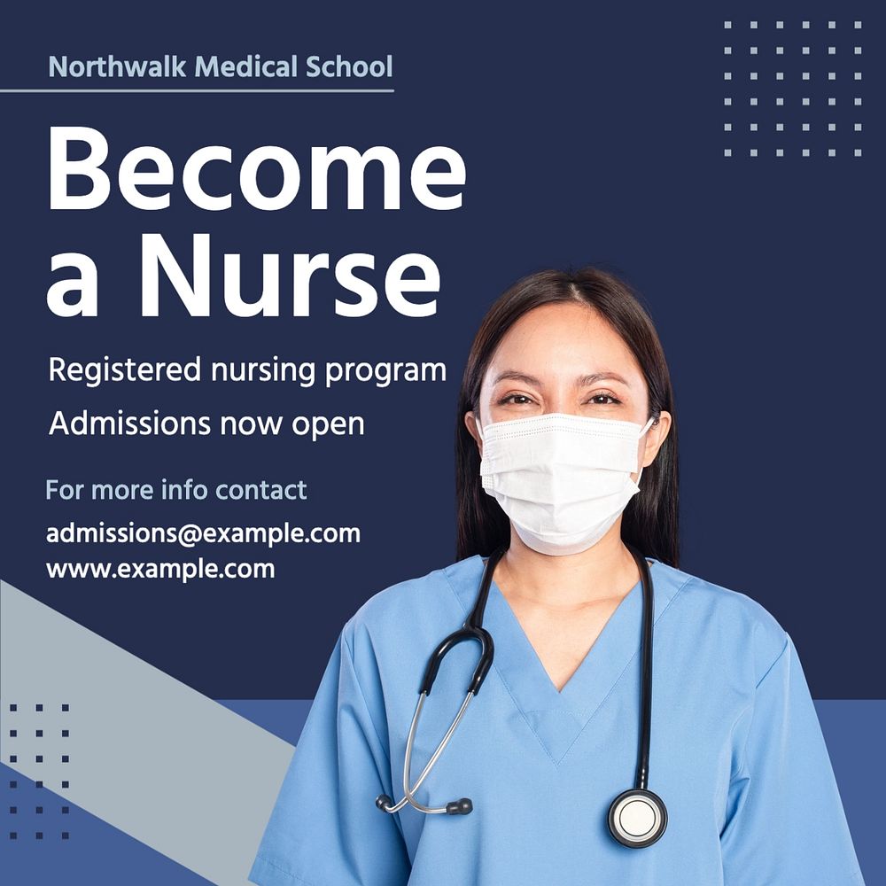 Nursing program Instagram post template, editable text