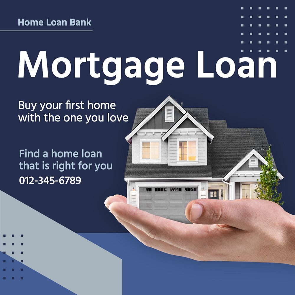 Mortgage loan Instagram post template, editable text