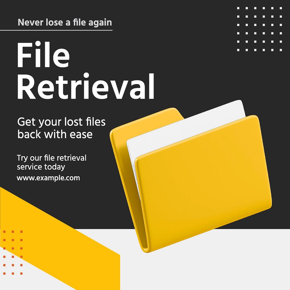 File retrieval Instagram post template, editable text