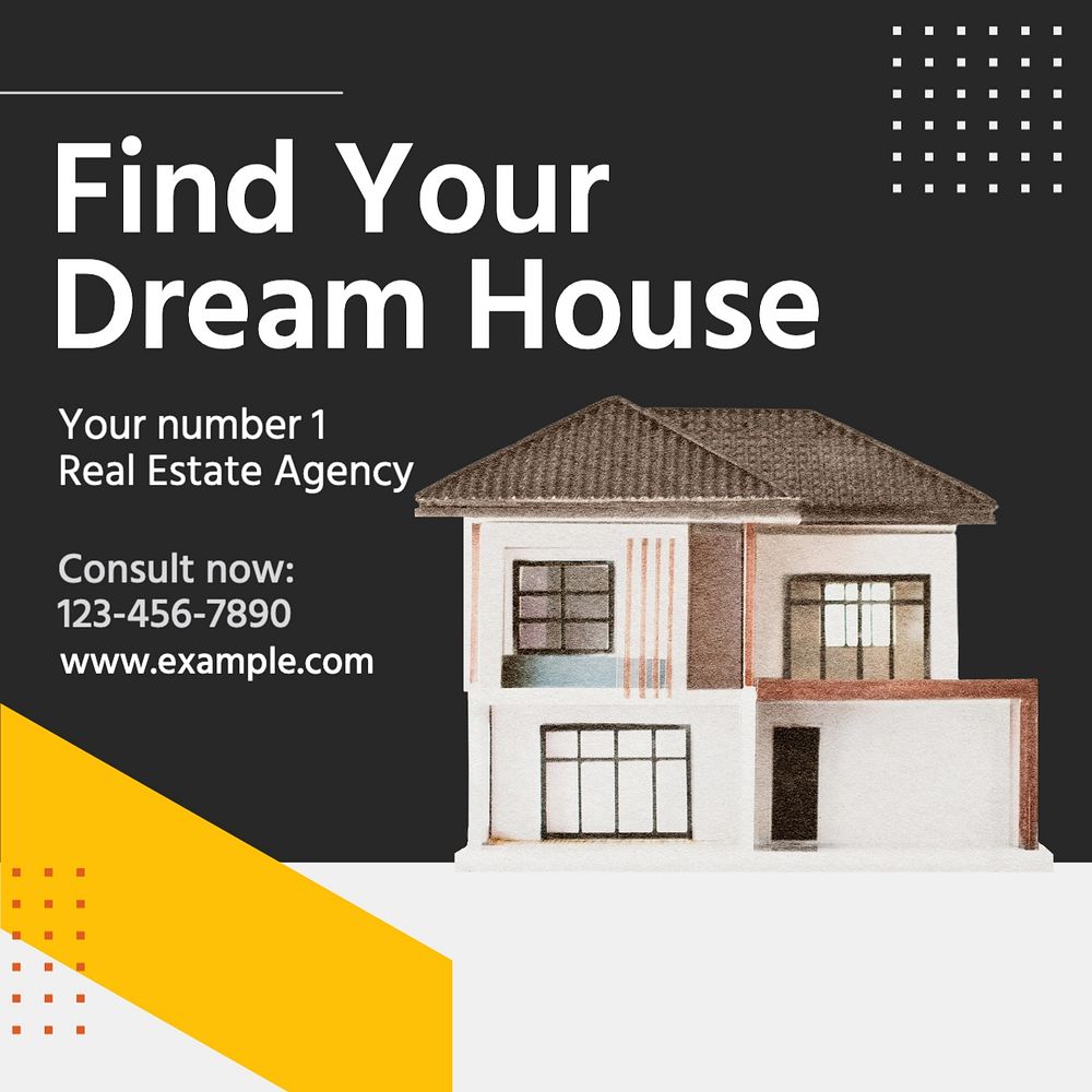 Dream home Instagram post template, editable text