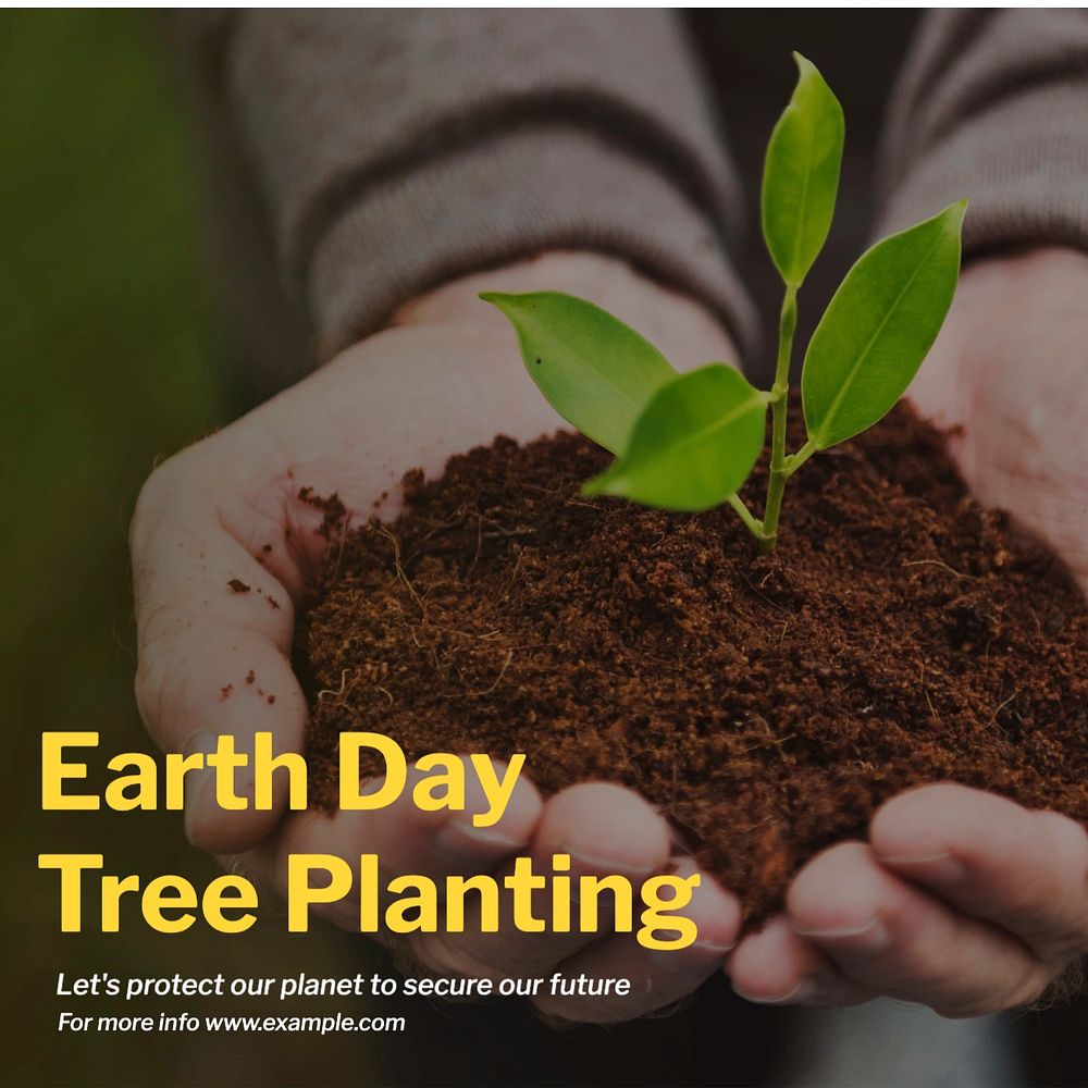 Earth day & tree Instagram post template, editable text