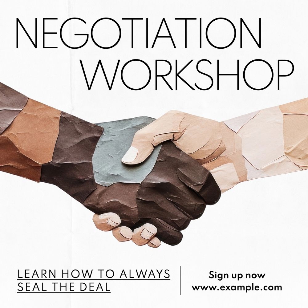 Negotiation workshop Instagram post template, editable text