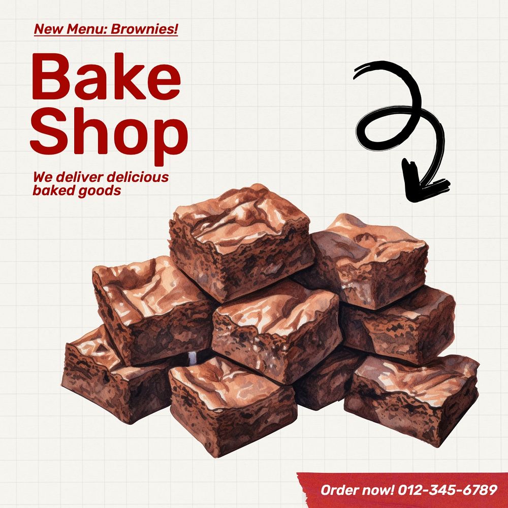 Bake shop Facebook post template, editable design