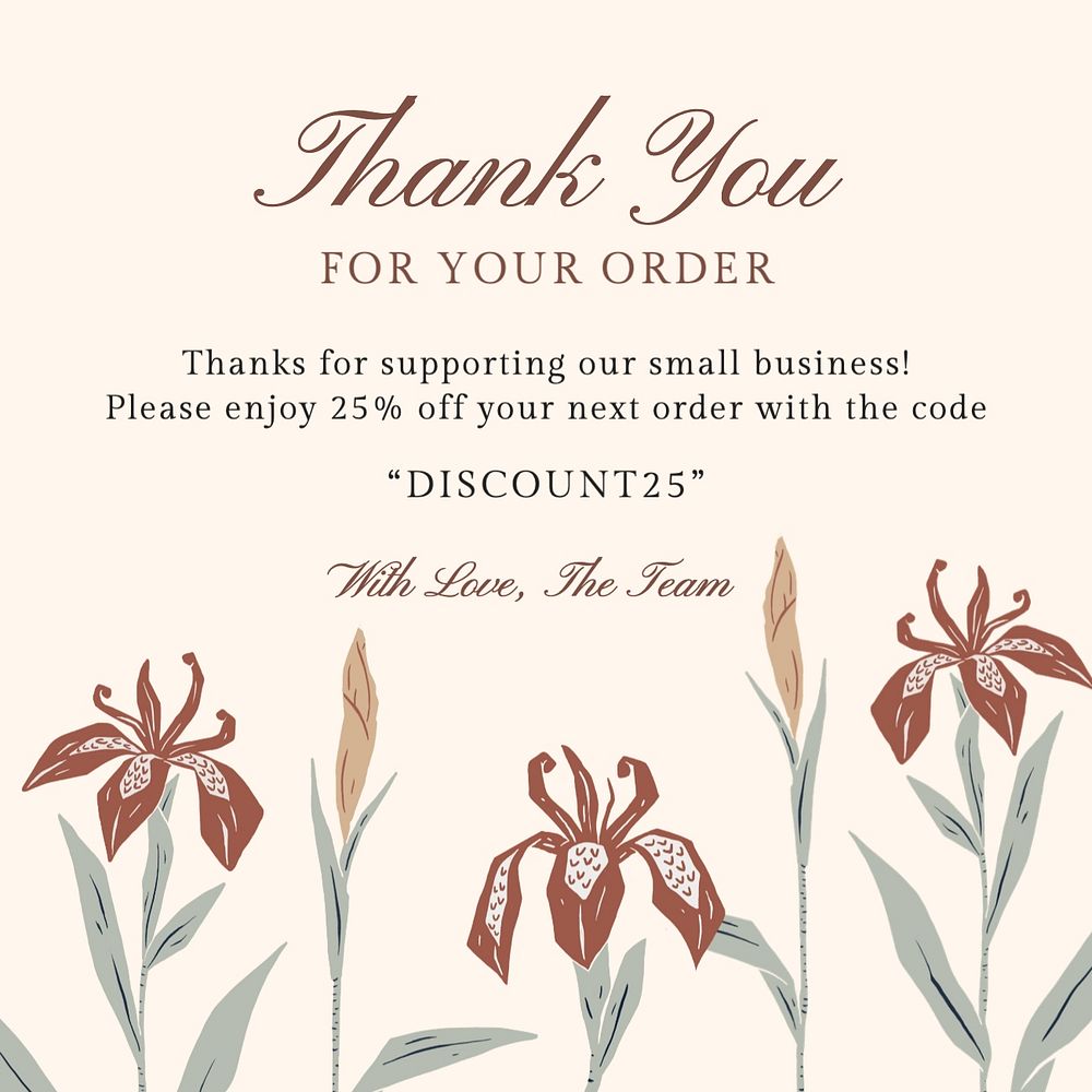 Thank you for your order Instagram post template, editable text