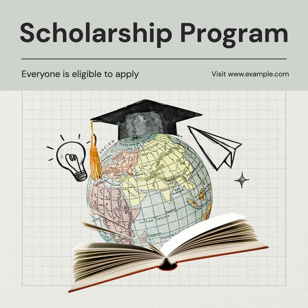 Scholarship program Instagram post template, editable text