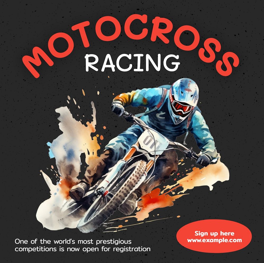 Motocross racing Instagram post template, editable text