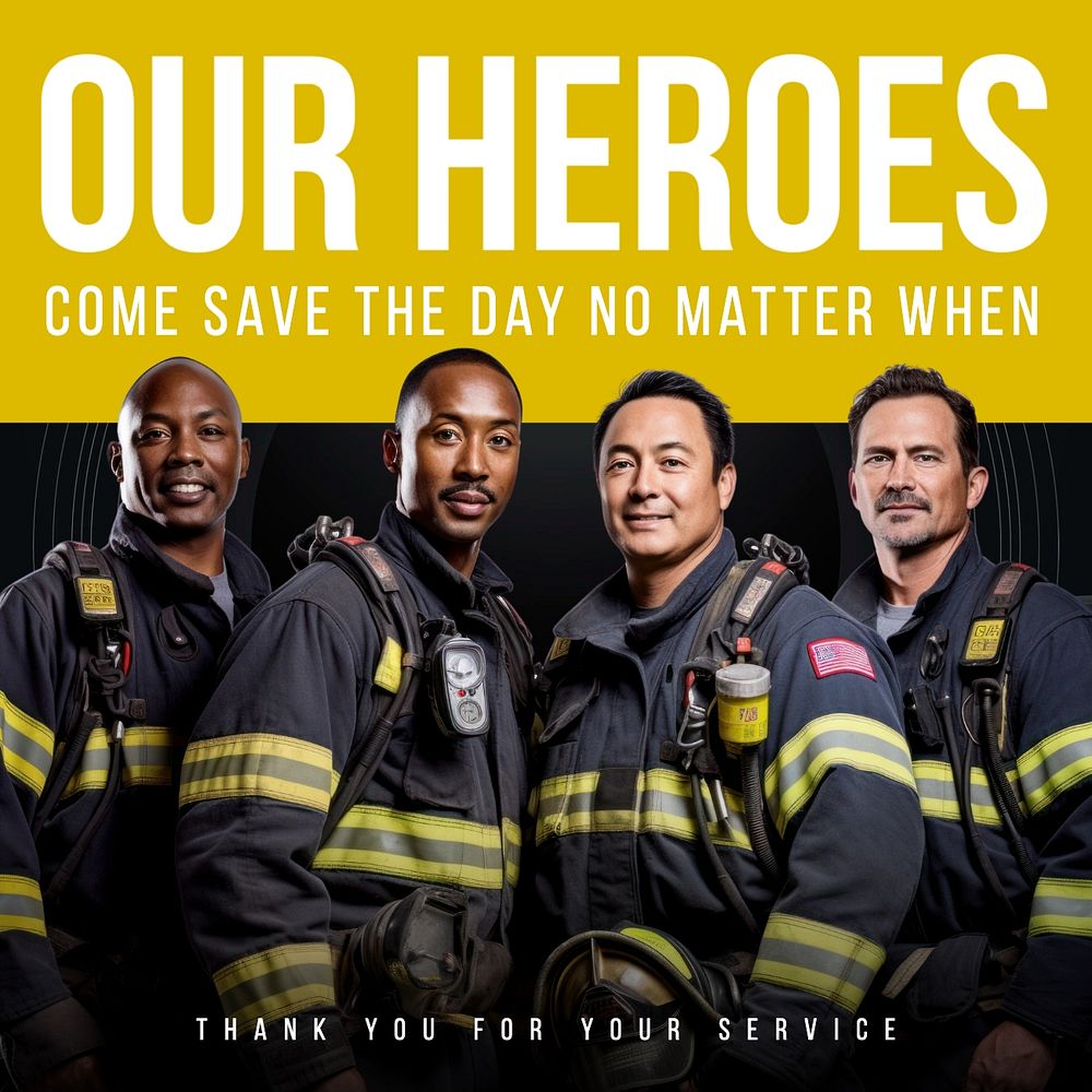 Firefighter service Instagram post template, editable text