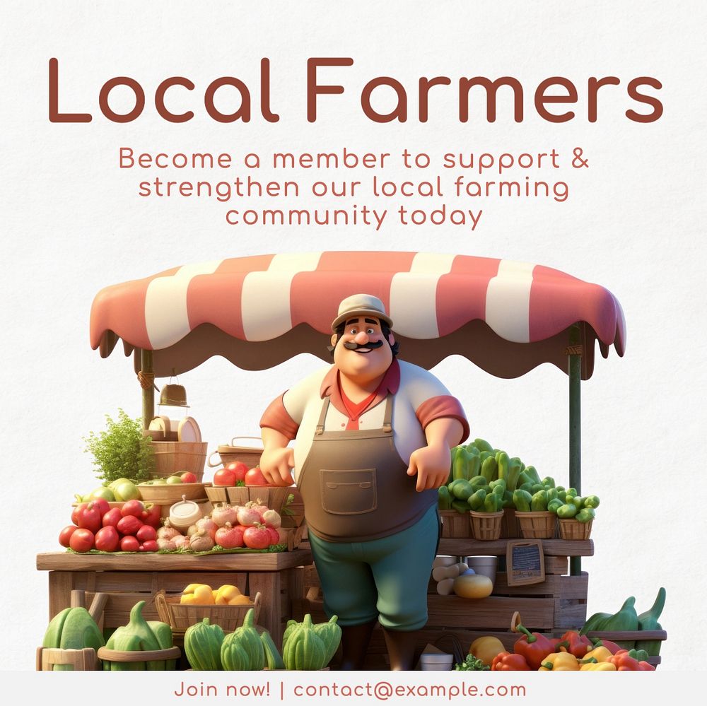 Local farmers community Instagram post template, editable text