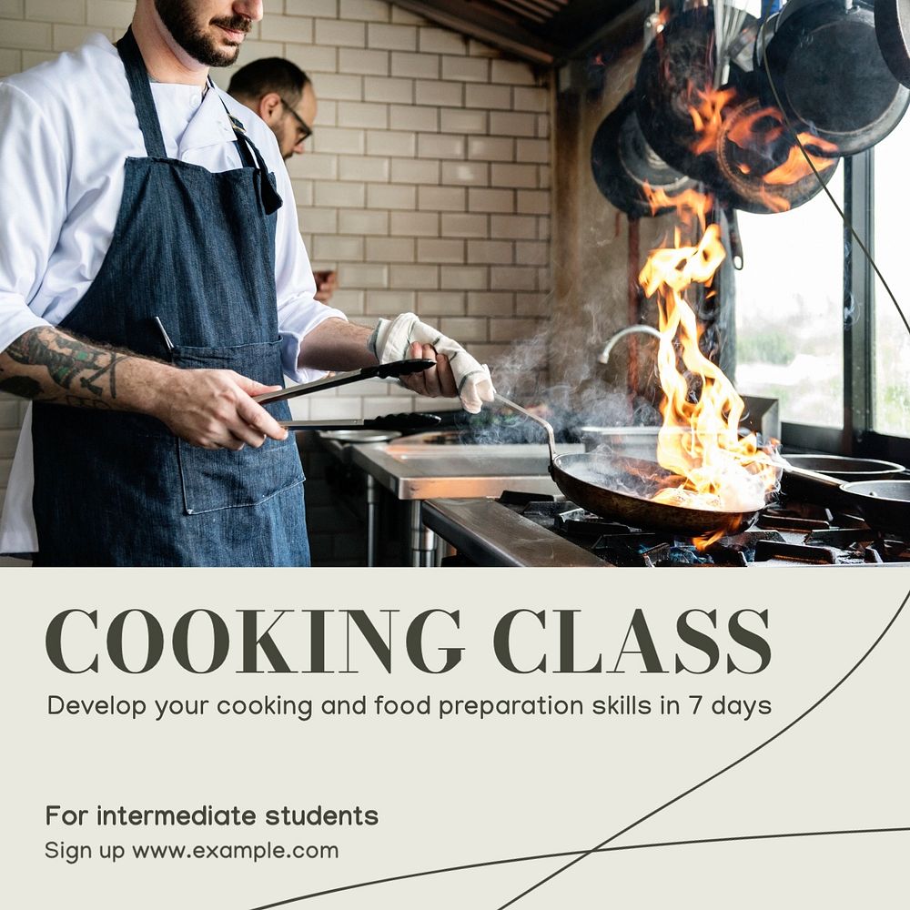 Cooking class Instagram post template, editable text