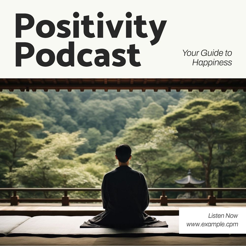 Positivity podcast Instagram post template, editable text