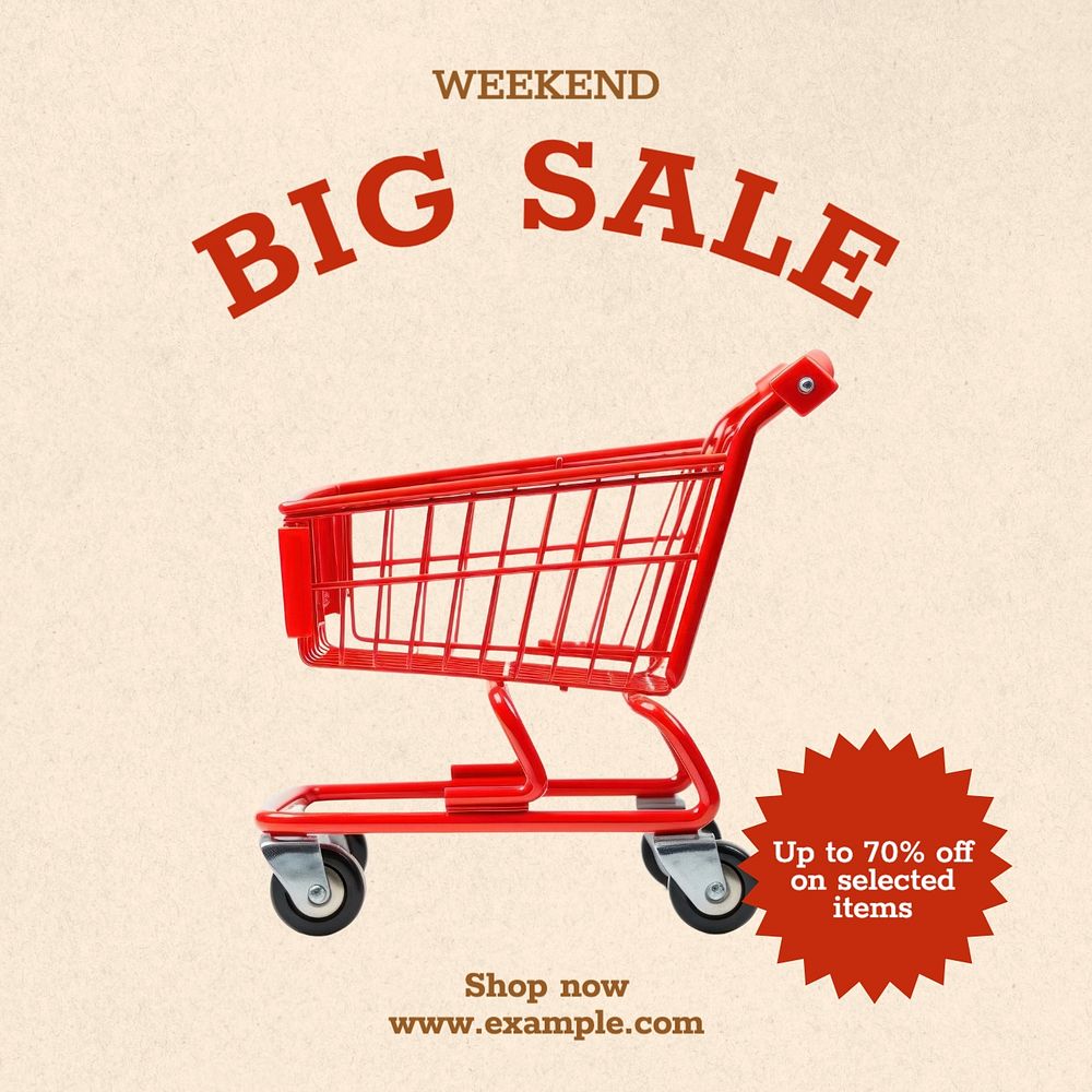 Weekend big sale Instagram post template, editable text