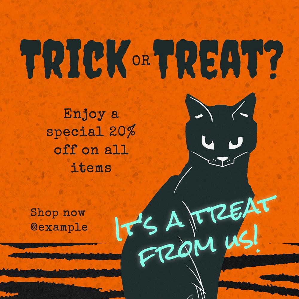 Trick or treat Instagram post template, editable text