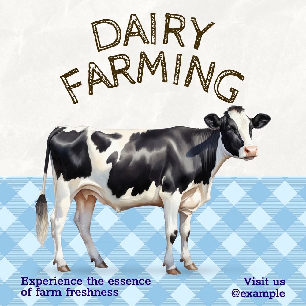 Dairy farming Instagram post template, editable text