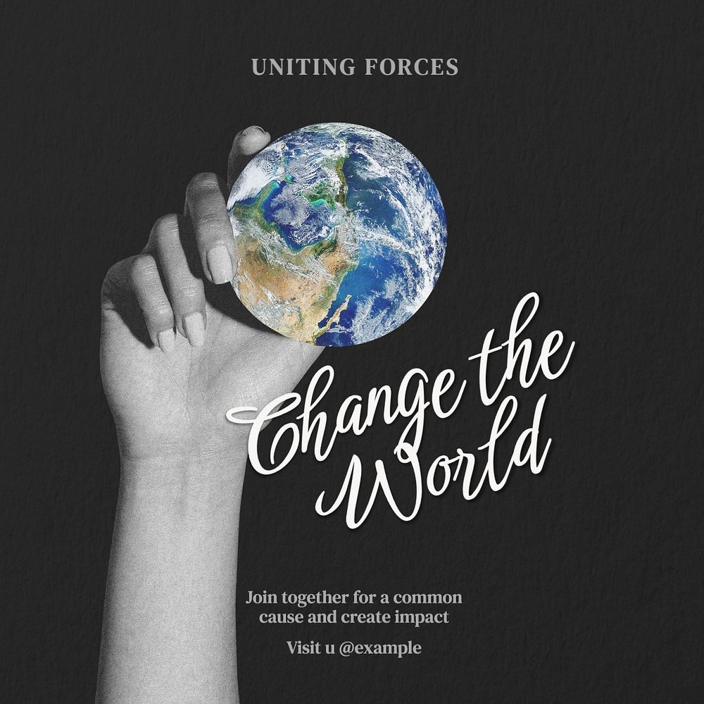 Change the world Instagram post template, editable text