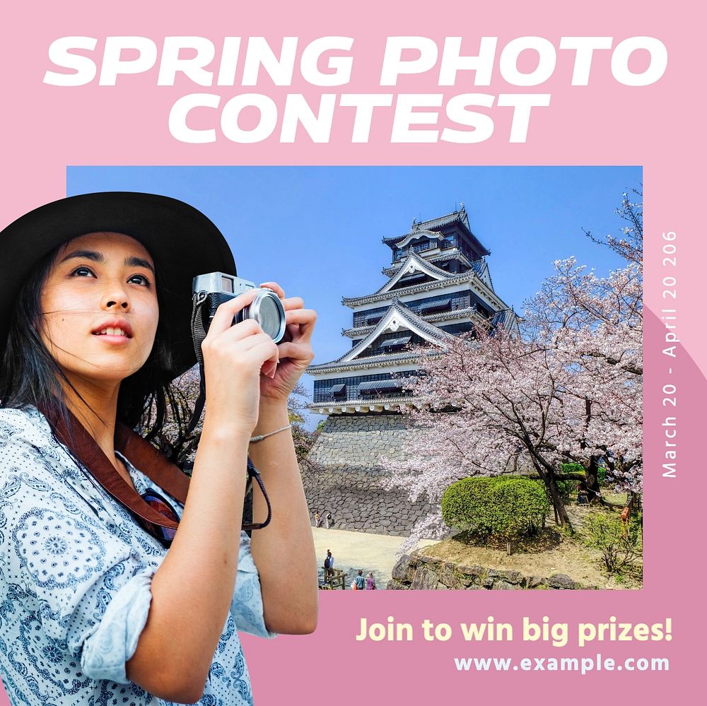 Spring photo contest Instagram post template, editable text