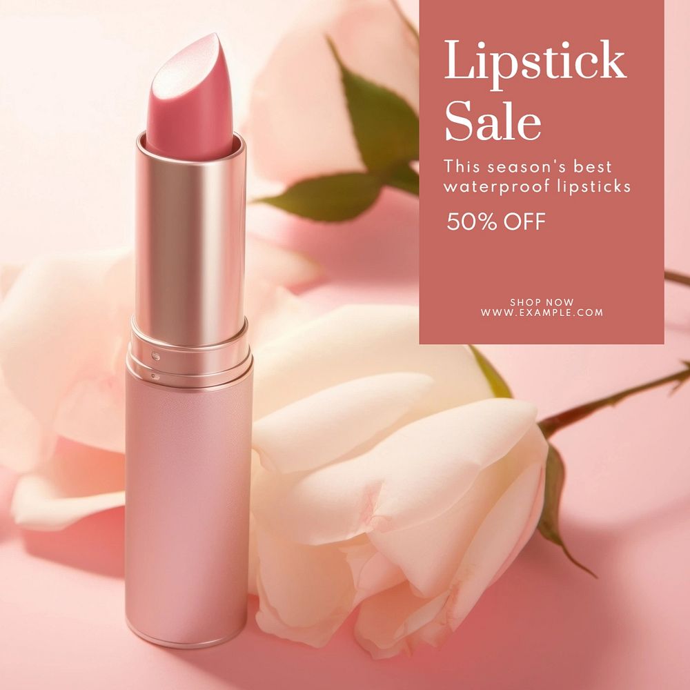 Lipstick sale Instagram post template, editable text