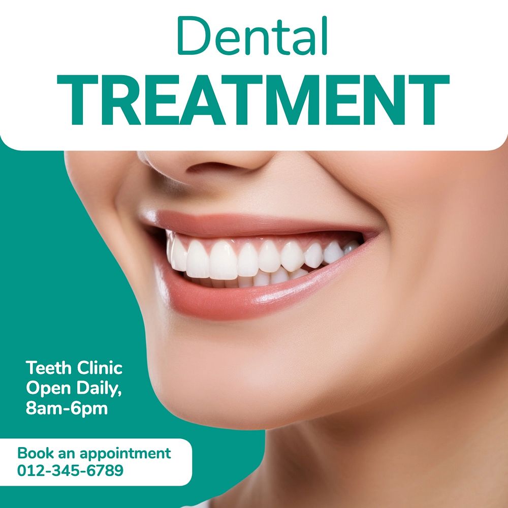 Dental treatment Instagram post template, editable text