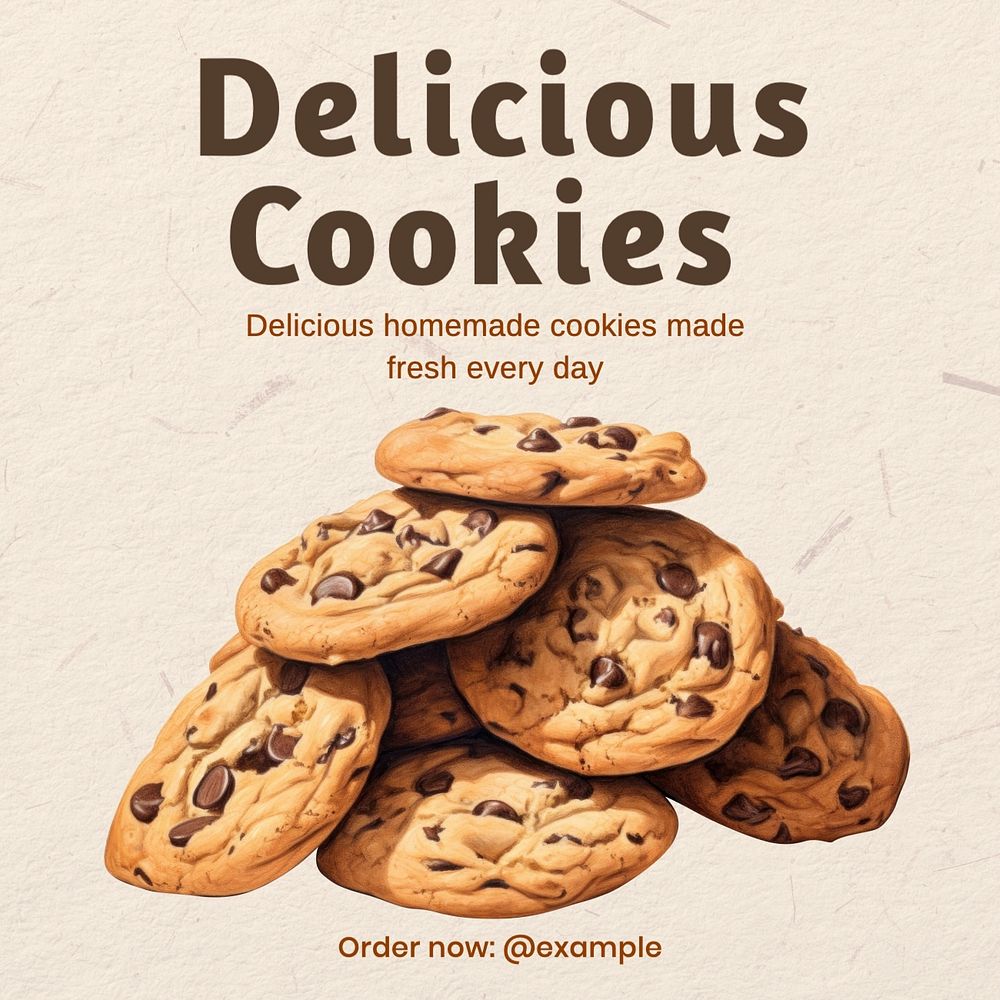 Delicious cookies Instagram post template, editable text