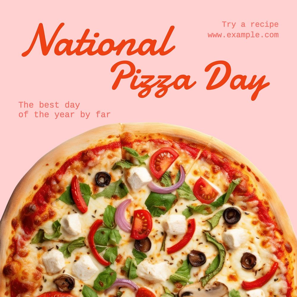 Pizza day Instagram post template, editable text