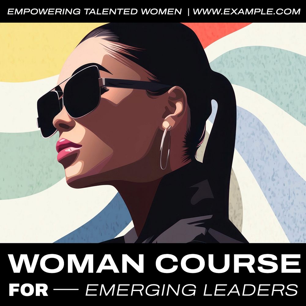 Women's leadership course Instagram post template, editable text