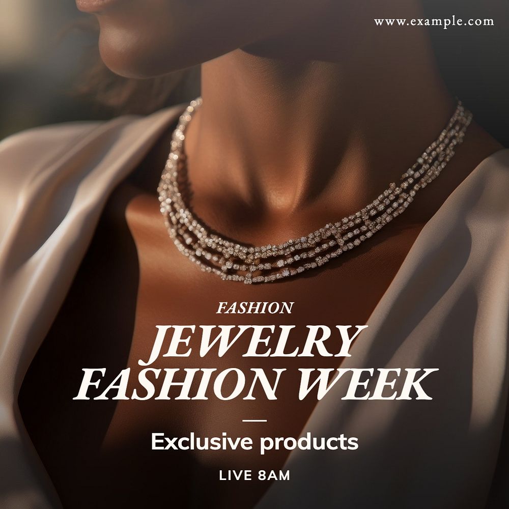 Jewelry fashion week Instagram post template, editable text