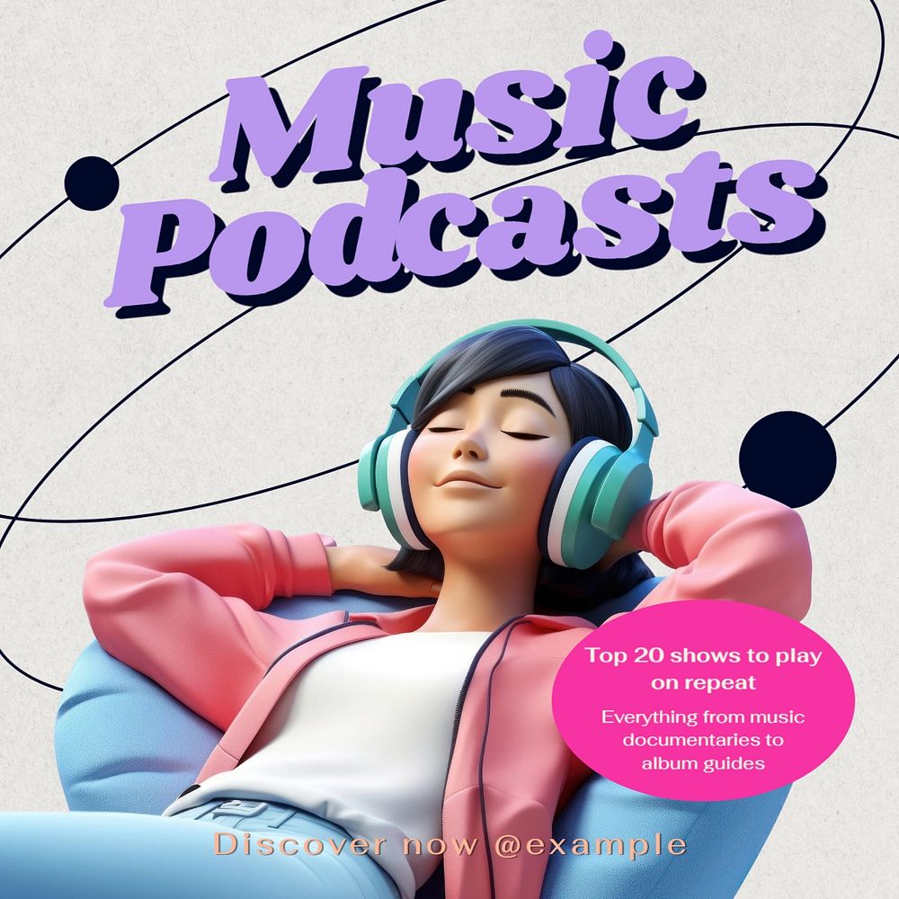 Music podcasts Instagram post template, editable text